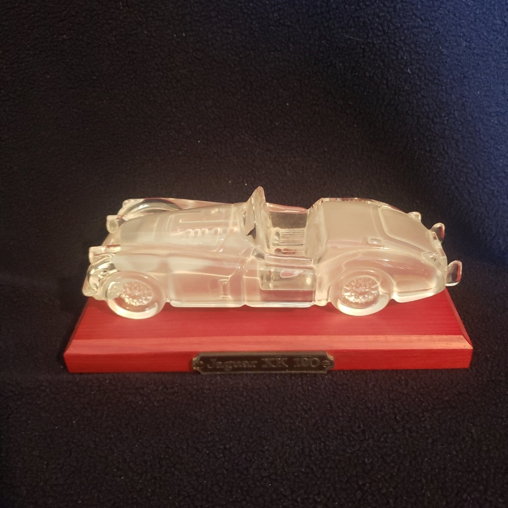 Vintage Hofbauer Crystal Jaguar XK 120 with Wooden Base
